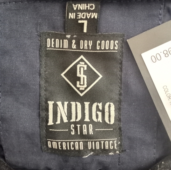 Denim and Dry Goods Indigo Star NWT Navy Nylon Blend Field Coat W Packable Hood - Picture 10 of 14